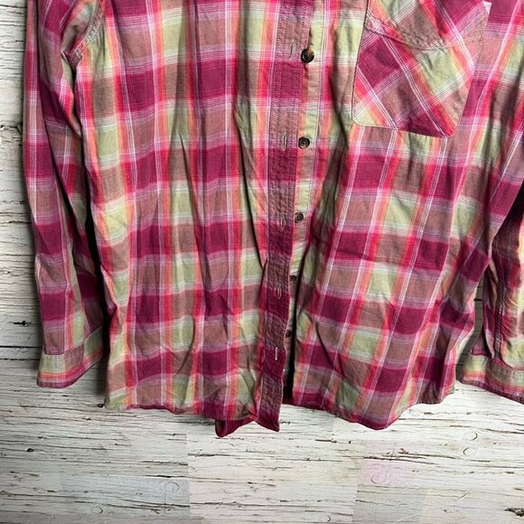 Eddie Bauer pink plaid top shirt button down  size large - Picture 9 of 9